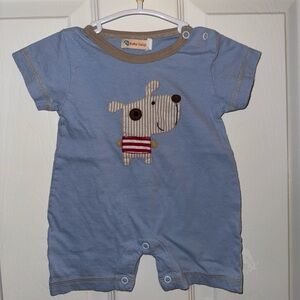 Baby Gear Blue Bodysuit with Striped Dog Design